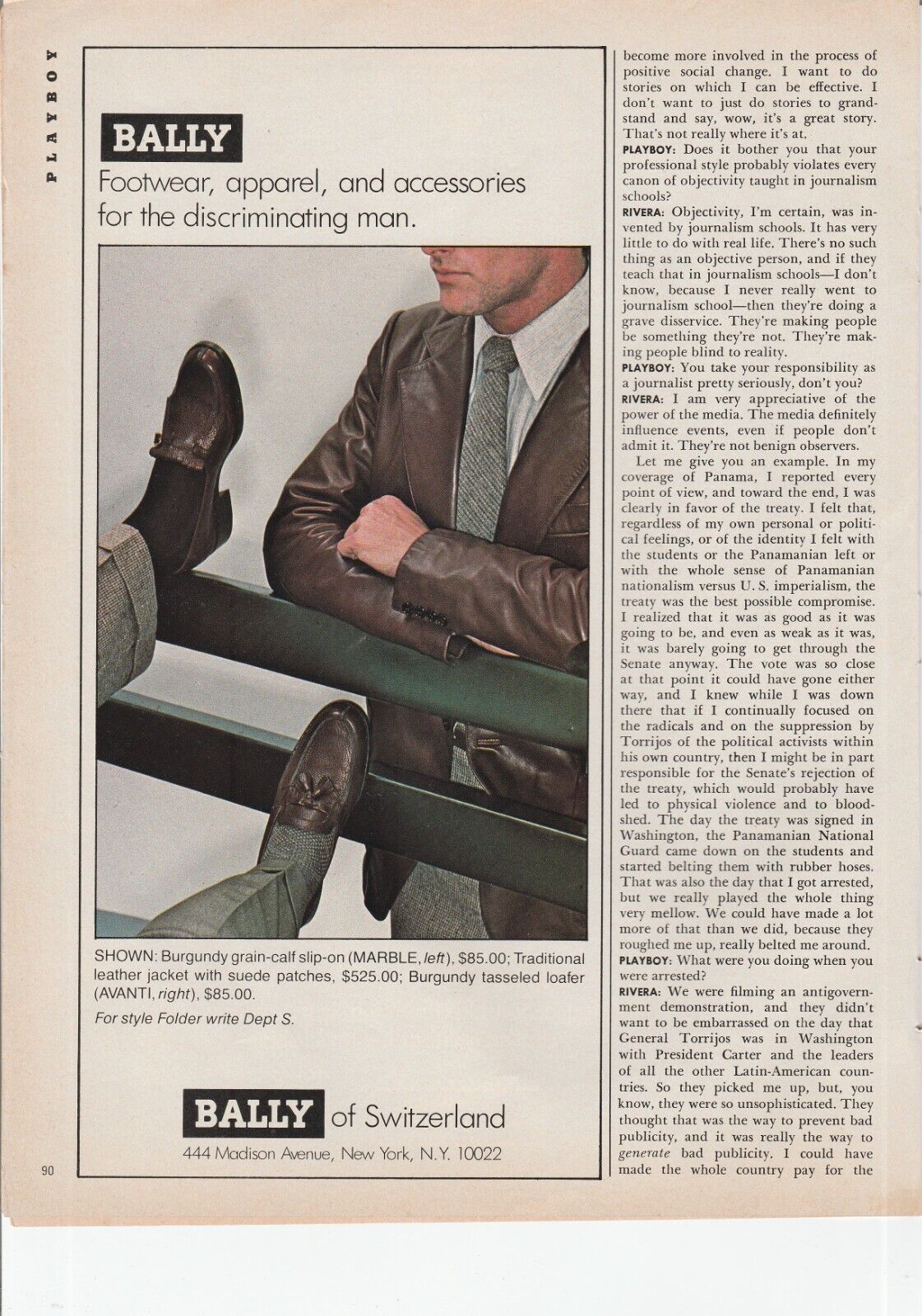 1978 Bally of Switzerland Shoes Men's Leather Shoes and Jacket 1978 Print Ad