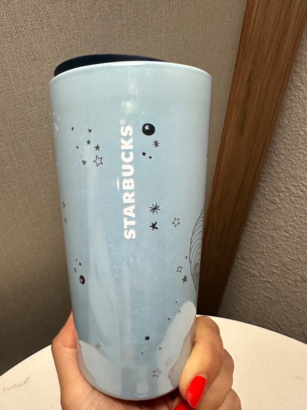 STARBUCKS IRIDESCENT HOLIDAY 2023 BABY BLUE FAIRY W SILVER OUTLINE 12OZ HOT/COLD