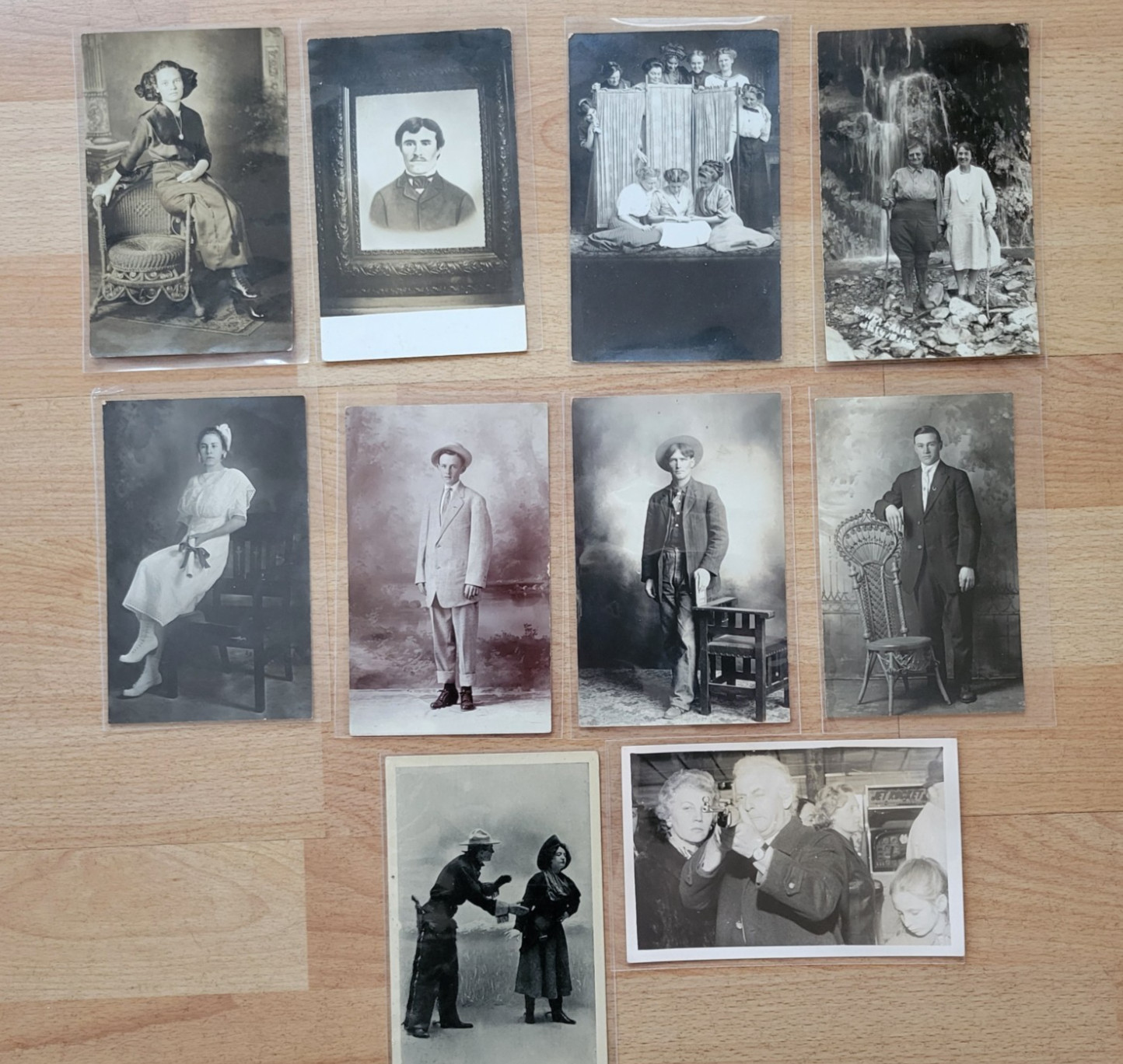 Men Women Lot of 10 Interesting Vintage Antique Real Photo Postcards RPPC