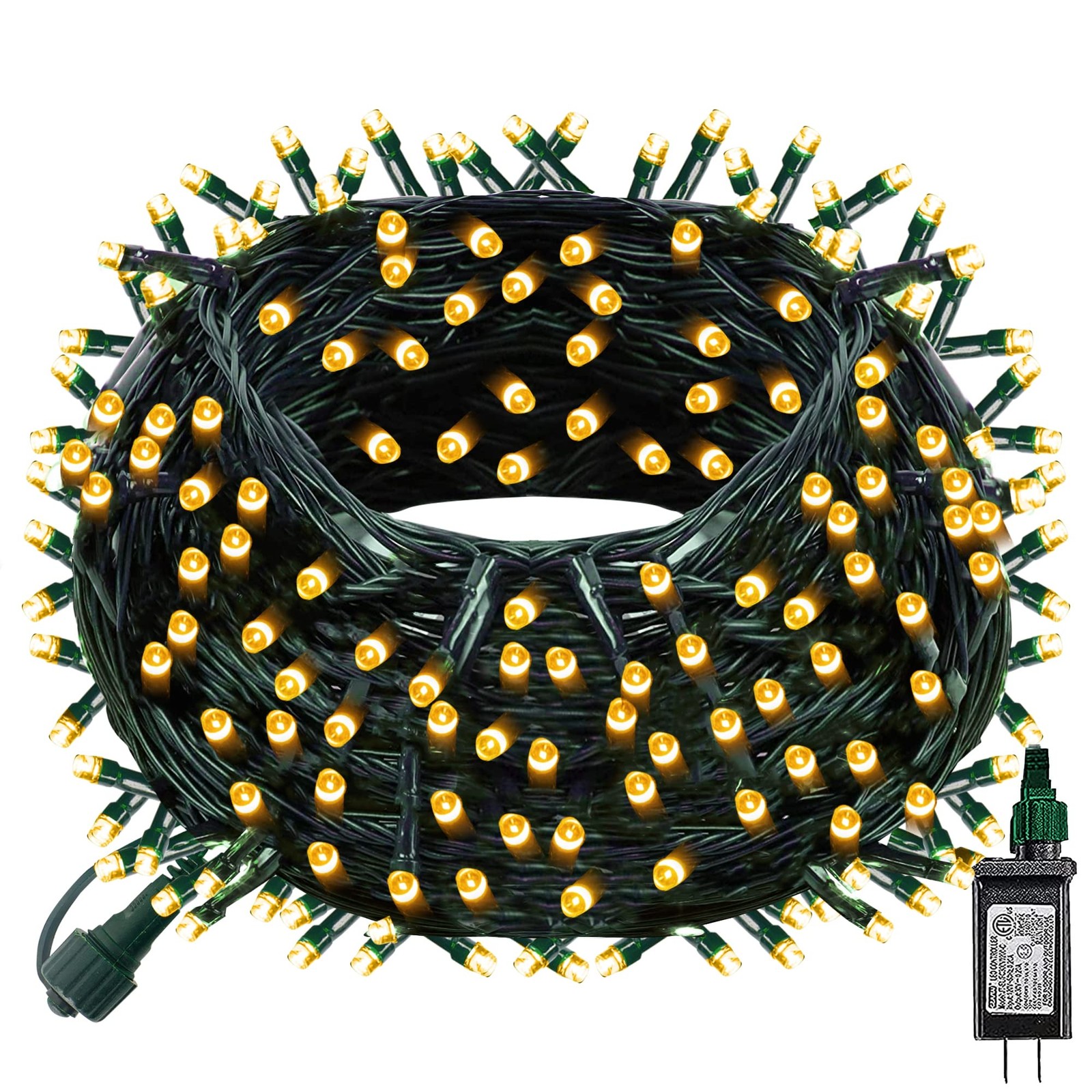 Dazzle Bright Christmas String Lights 100 LED 33 FT 8 Modes Waterproof - Warm
