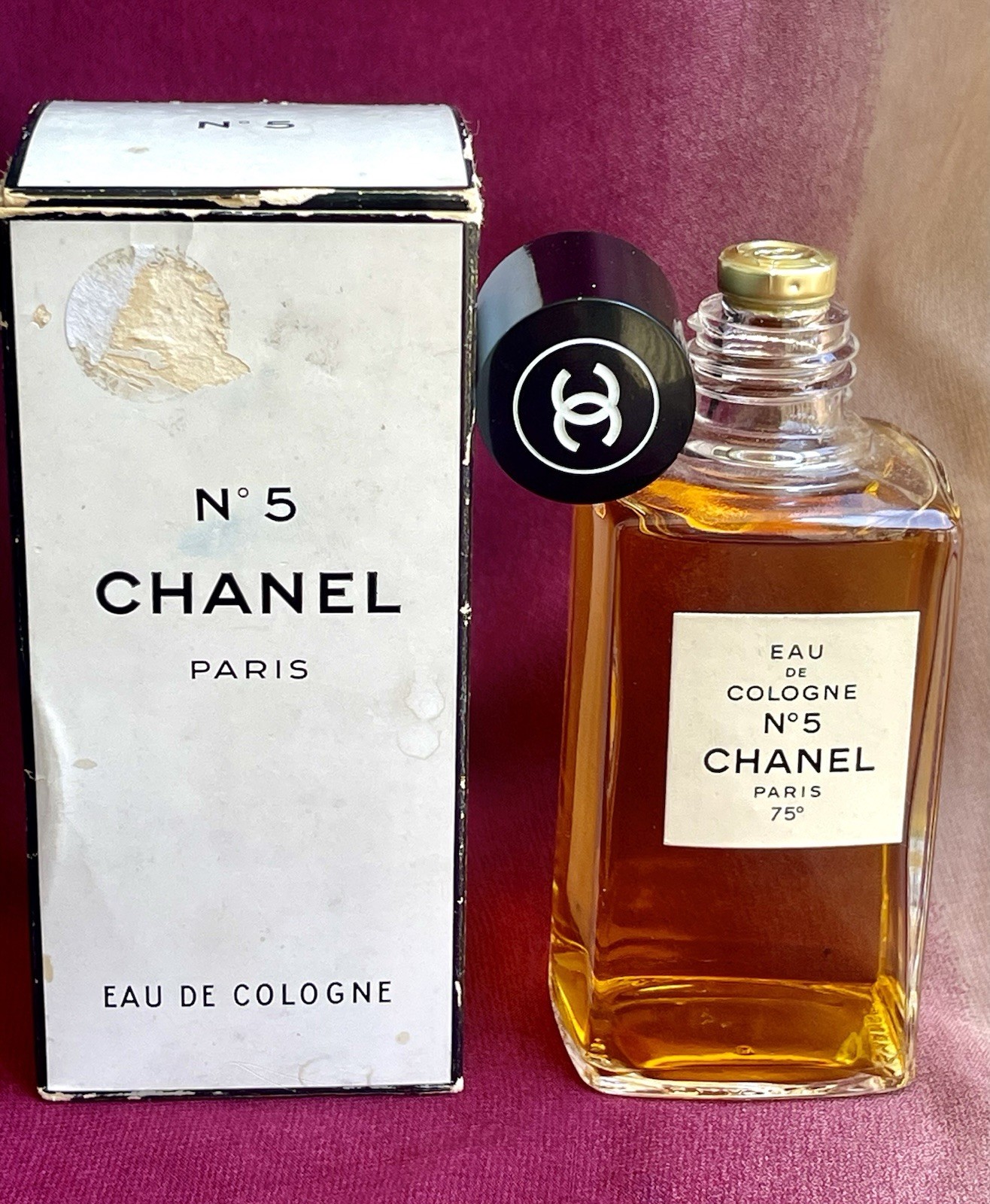 VINTAGE NO. 5 CHANEL PARIS,  COLOGNE, P.M. SIZE, GOLD FOIL SEALED BOTTLE