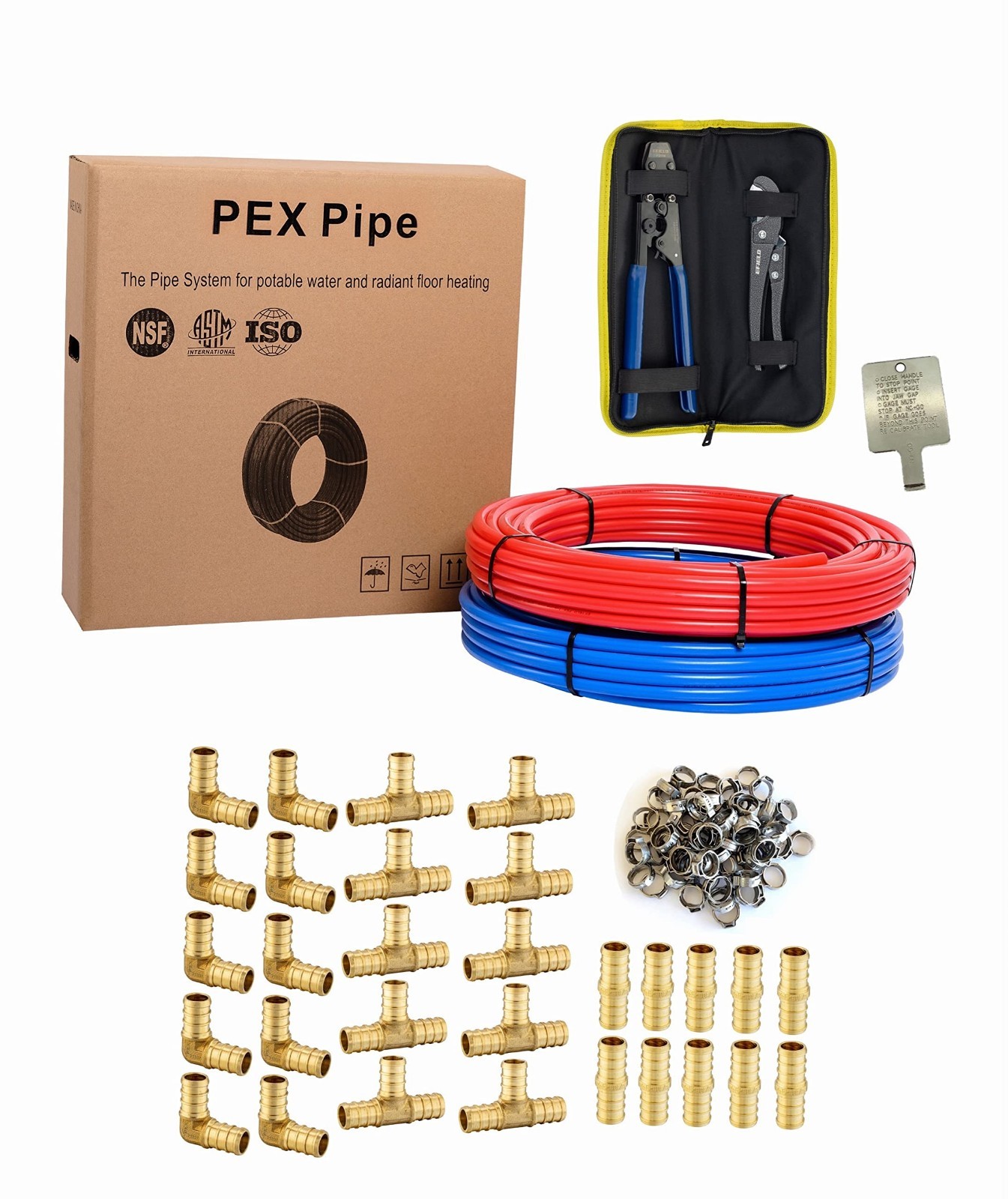 EFIELD 1/2 Inch 2 x 100 ft Blue & Red Pex-b Pipe/Tubing Kit(PIPE-B026-1)