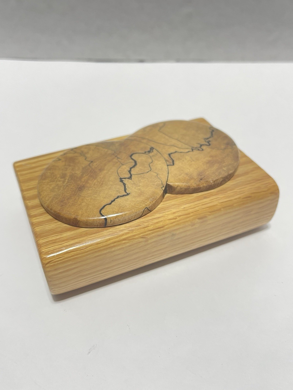 Vintage Handmade Wooden Trinket Box Spalted Wood Lid Jewelry Keepsake Box