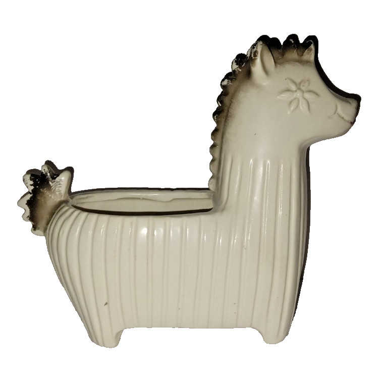 RARE Vtg MCM 1960s Holt Howard White Horse Planter Starry Eyes Atomic Space Age