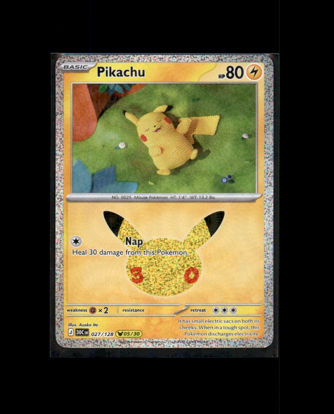 Pikachu 027/128 ME: 30th Celebration 2026 Holo NM