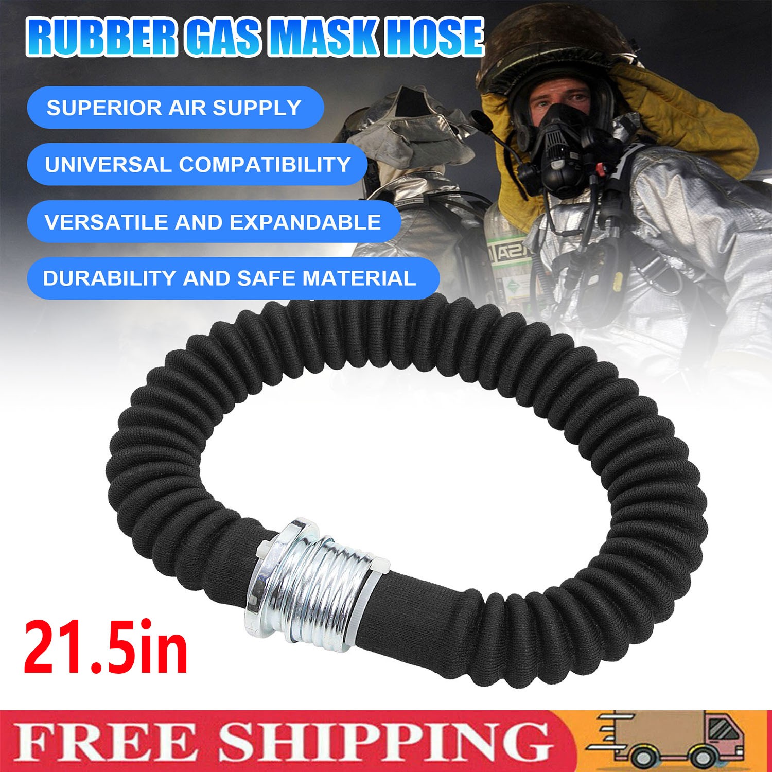 Rubber Gas Mask 21in Hose for Connection with The 40mm Filter Boxes & Respirator