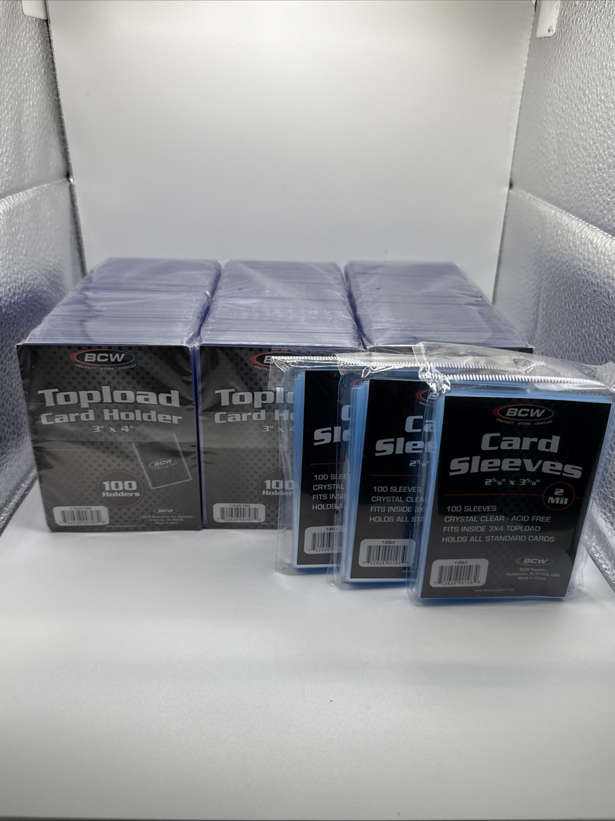 BCW 3X4 35pt 300 Toploaders for Standard Cards  and 300 BCW Soft Sleeves