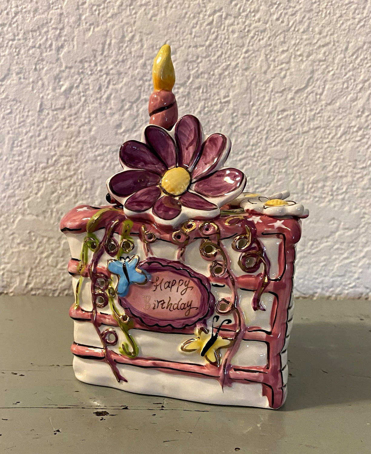 ‘Blue Sky’ Heather Goldminc 2009 Porcelain Birthday Cake Votive Holder 