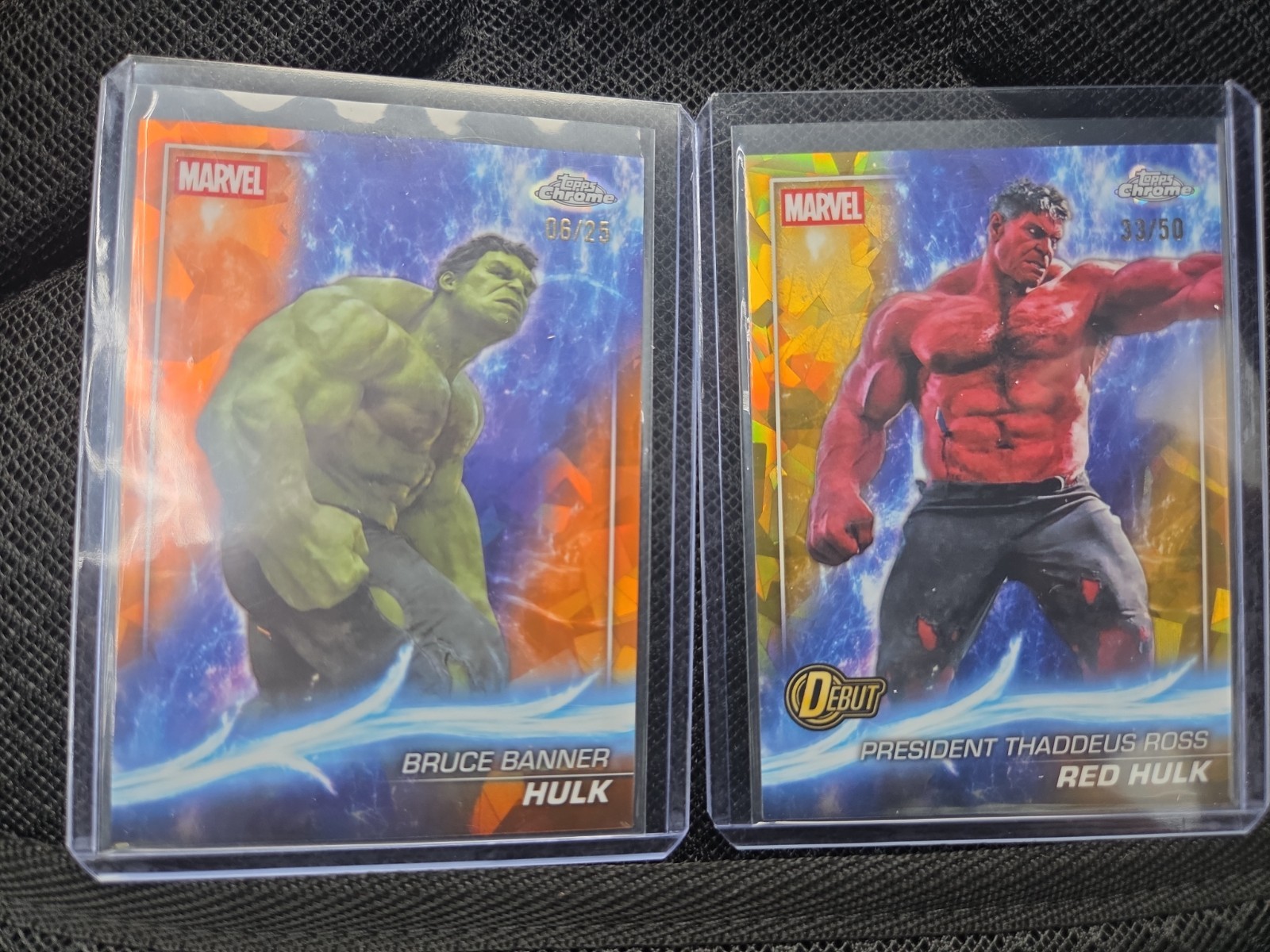 Topps 2025 Chrome Marvel Orange #27 Hulk Bruce Banner 06/25 SSP & Red Hulk 33/50