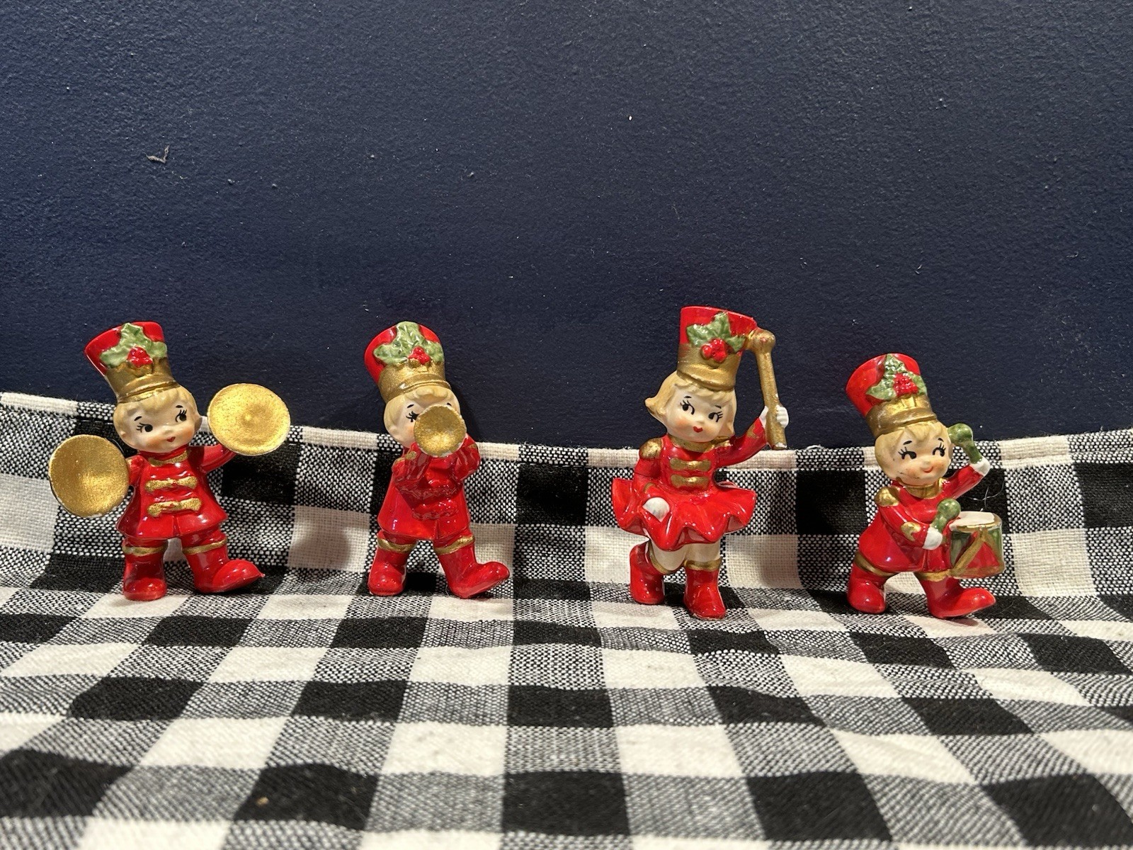 Very Rare 1950’s Lefton Christmas marching band  figure’s Excellent condition