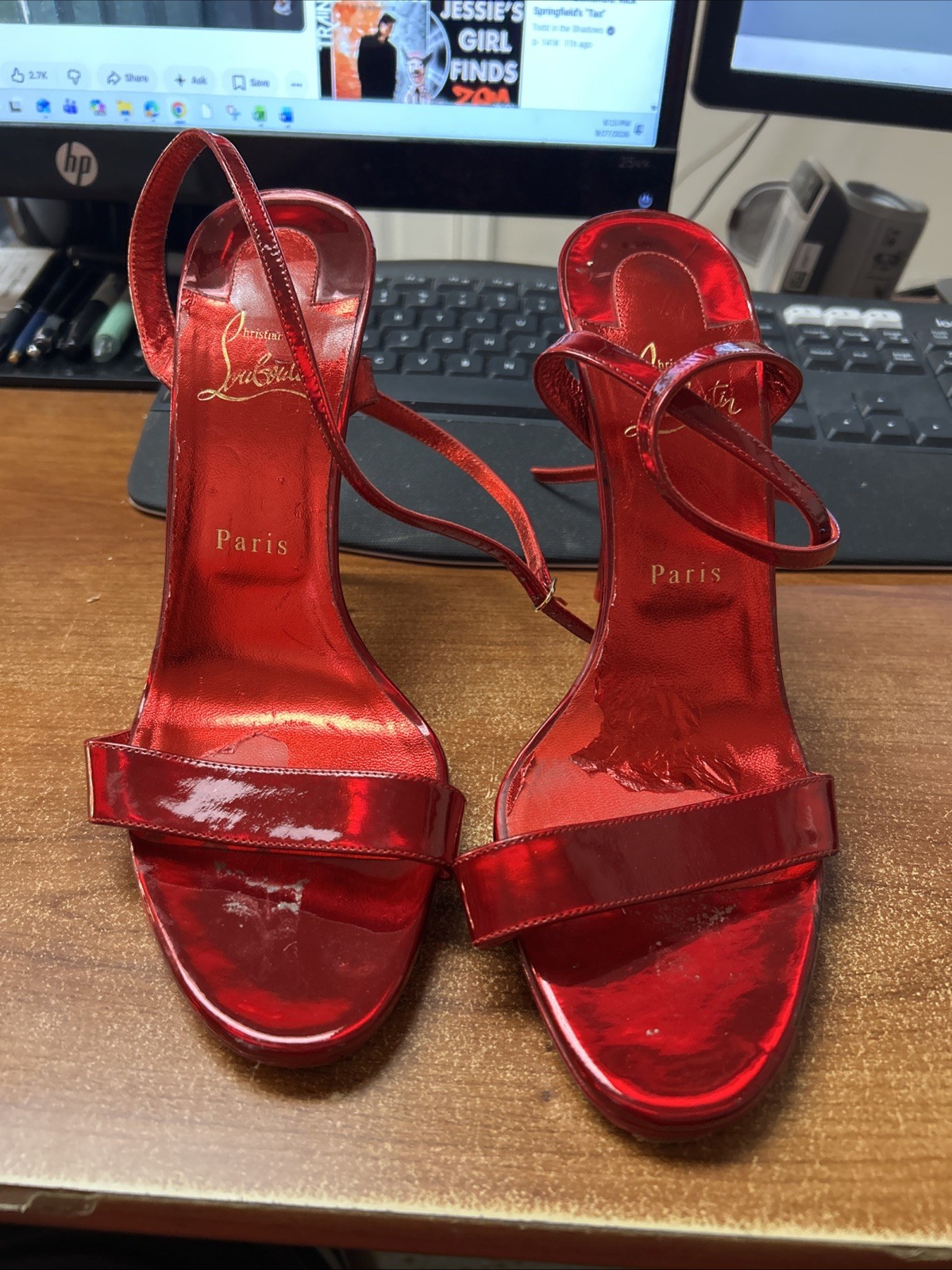 Christian Louboutin Loubi Queen Red Leather Ankle Strap Sandals Heels Pumps 41 Christian Louboutin Loubi Queen Red Leather Ankle Strap Sandals Heels Pumps 41