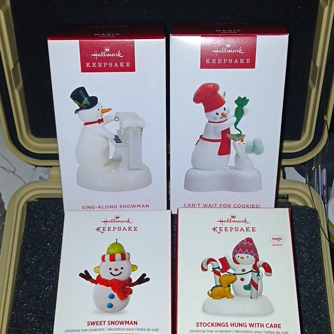 Hallmark Keepsake Snowman Musical Christmas Ornaments Lot of 4 Multicolor