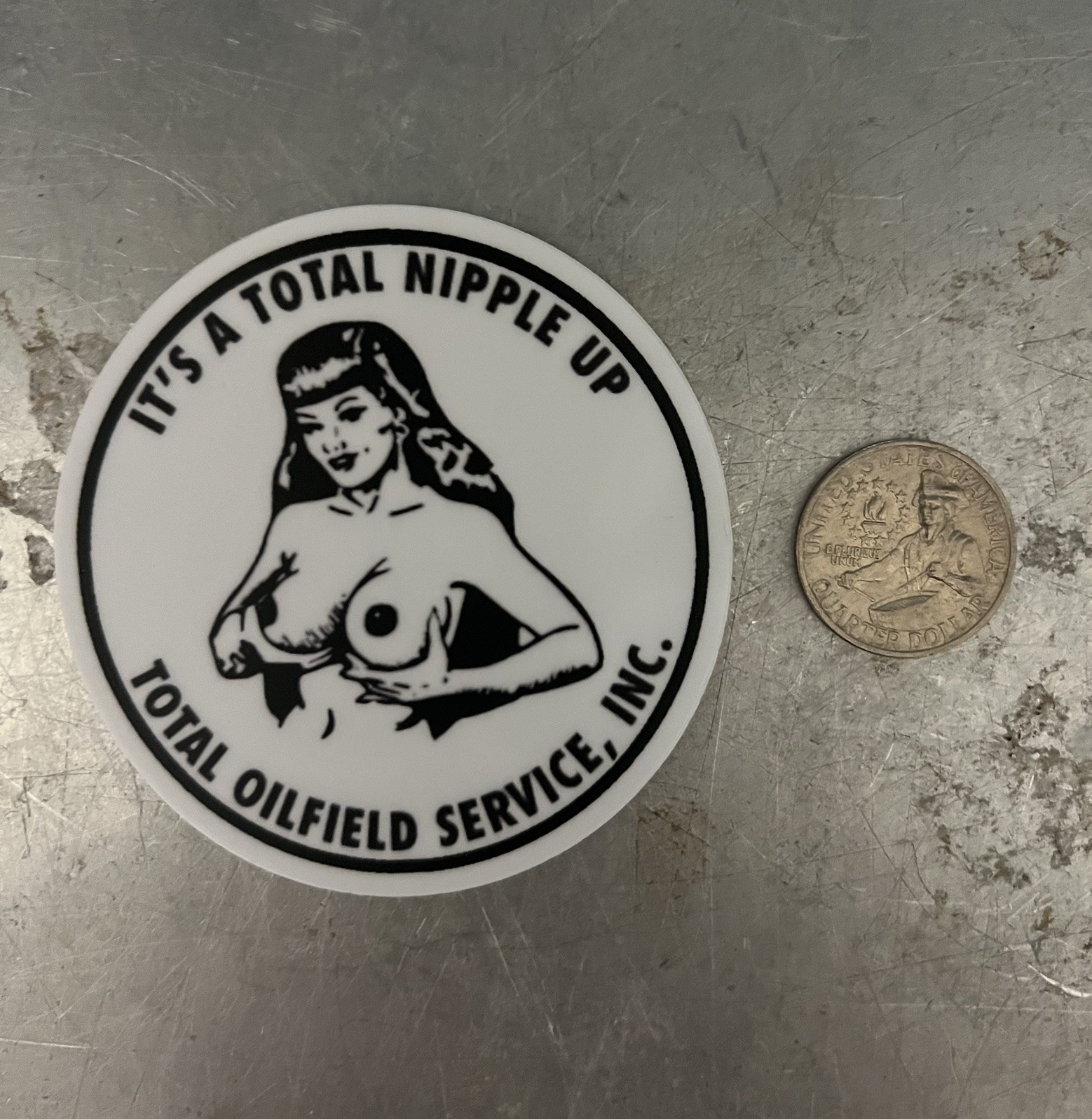 Nipple Up Total Oilfield Field Service Hardhat decal 3” Diameter