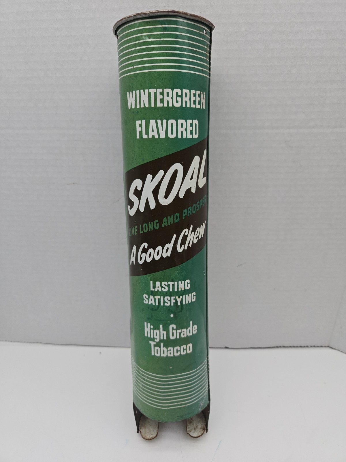 Vintage 1970s Metal Wintergreen Skoal Chewing Tobacco Wall Mounted Dispenser
