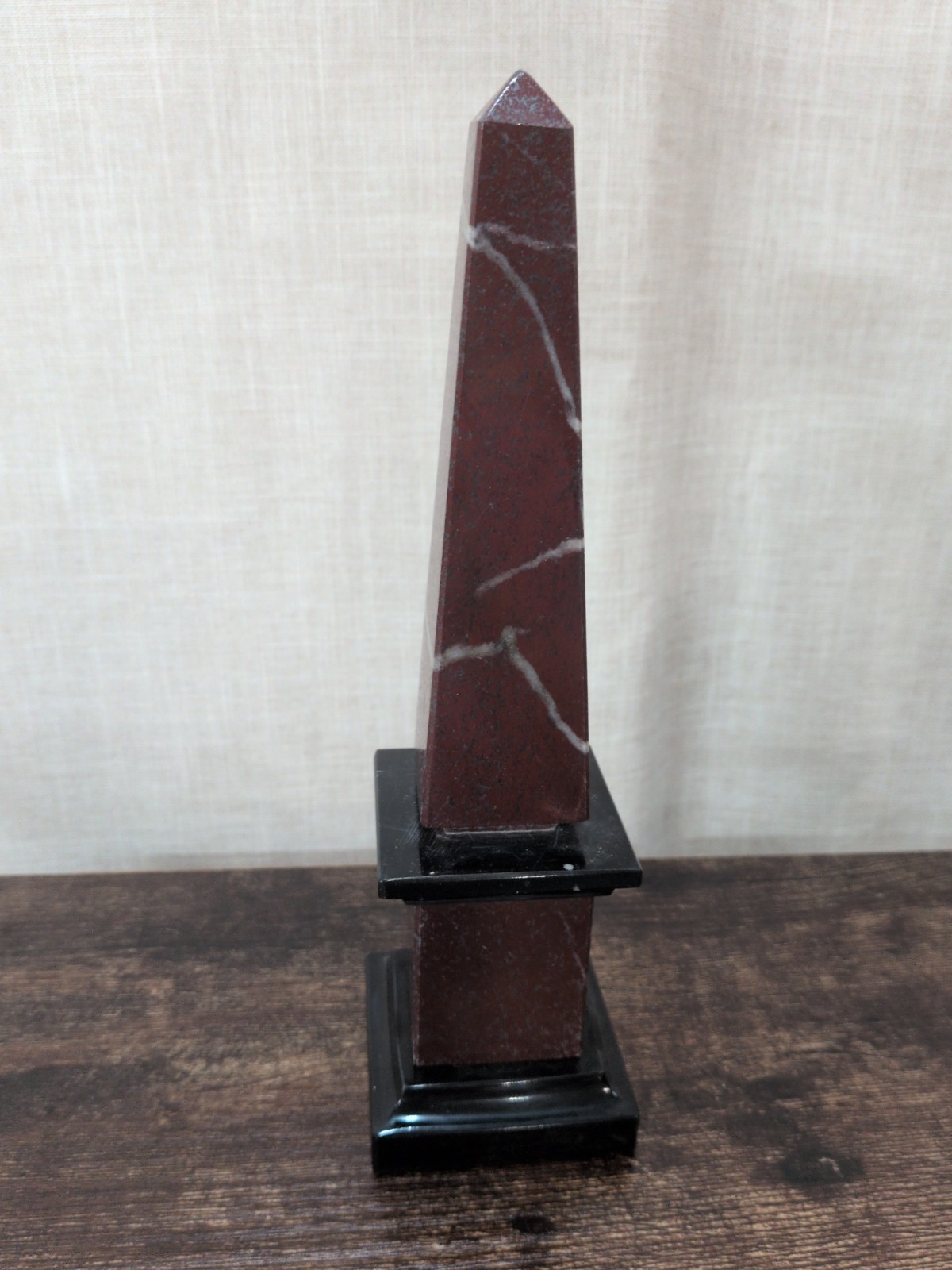 Italian Vtg Maroon Color Marble Obelisk 9