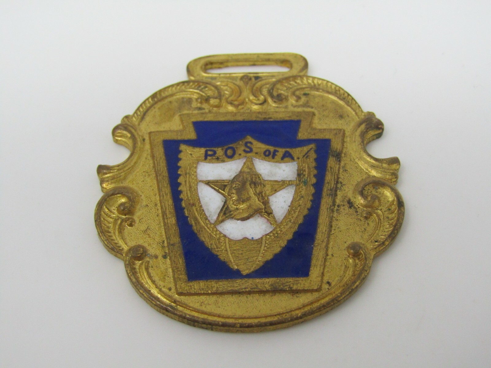 Antique P.O.S. of A. Medal Fob Patriotic Order Sons of America Enamel Jewel