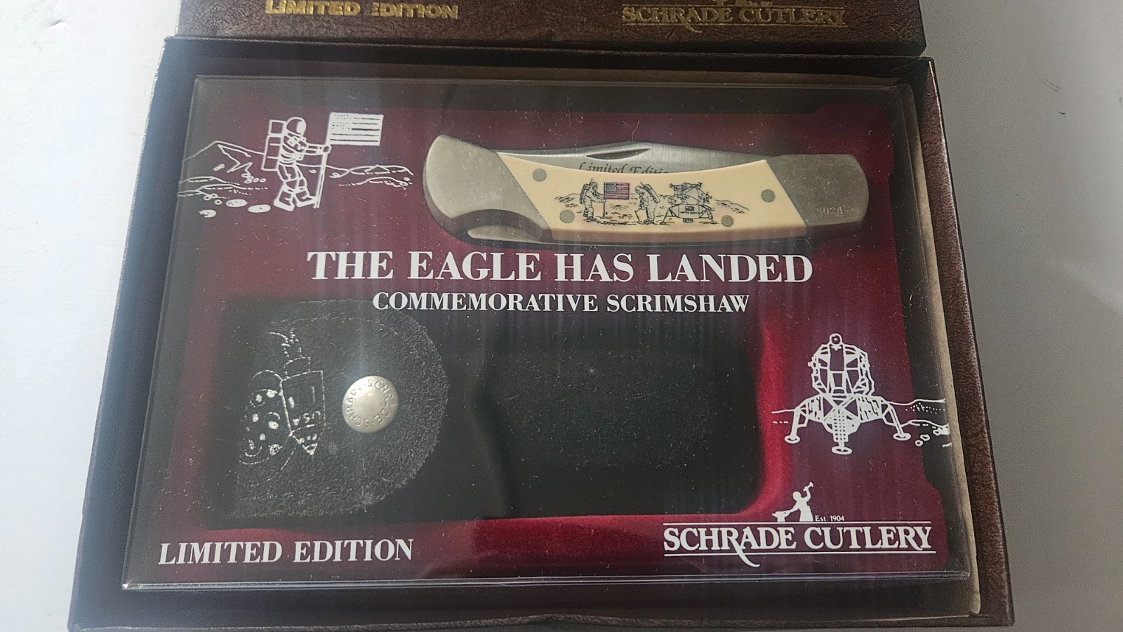 Schrade Cutlery  “The Eagle Has Landed” Scrimshaw Folding Knife