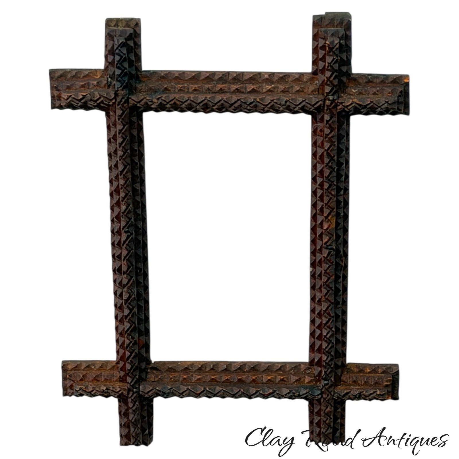 antique tramp art  Frame Chip carved victorian Black Forest miniature