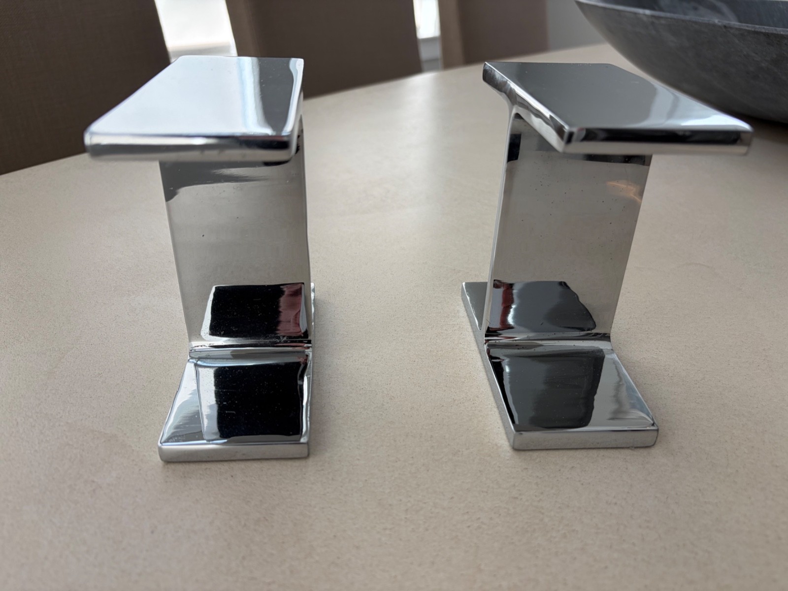 Vintage Mid Century Chrome I Beam Bookends SHINY  5\
