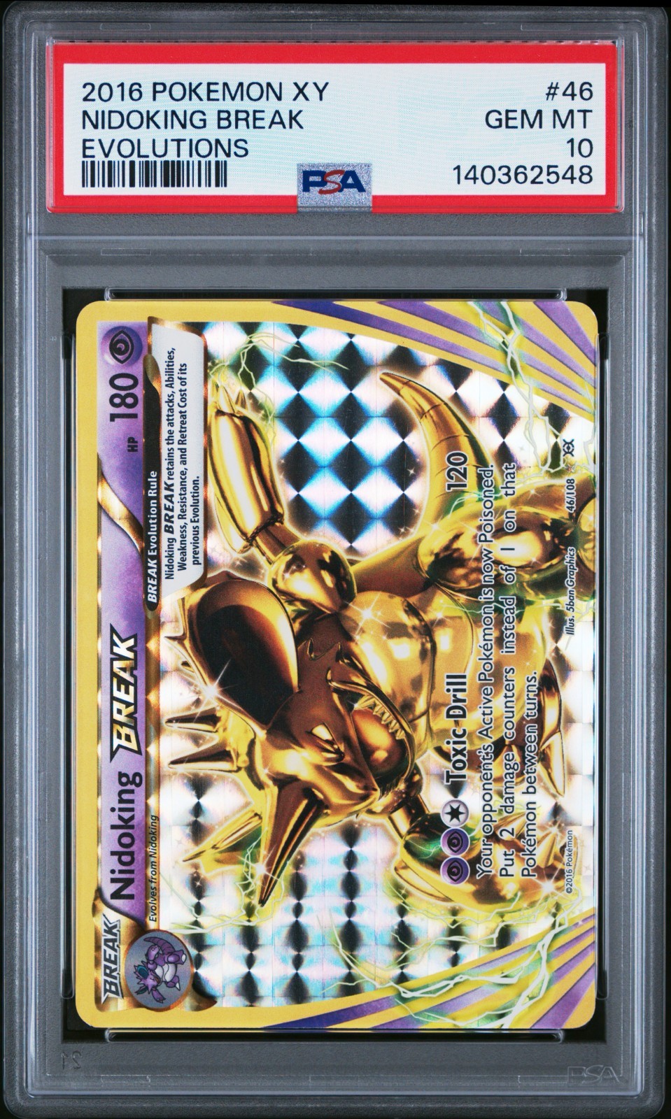 PSA 10 Nidoking BREAK EVOLUTIONS 46/108 GEM MINT Graded Pokemon Card