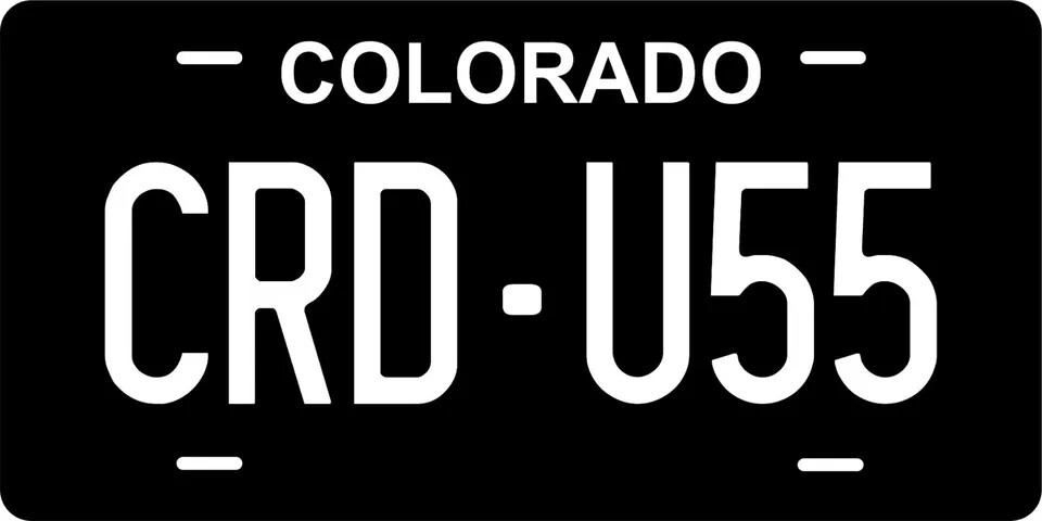 Colorado Black Custom State License Plate Personalized 12\