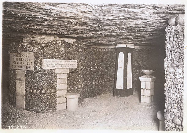 The Catacombs Of Paris 1950 Ancient Old Photo