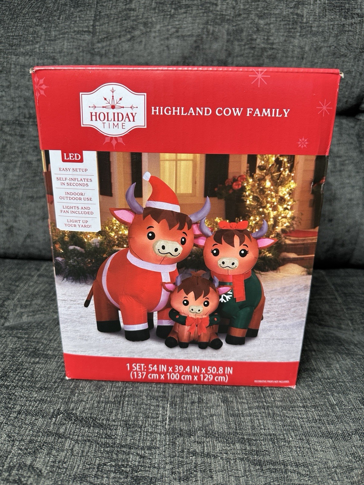 Holiday Time 4.2ft Highland Cow Family Christmas AirBlown Inflatable Yard New