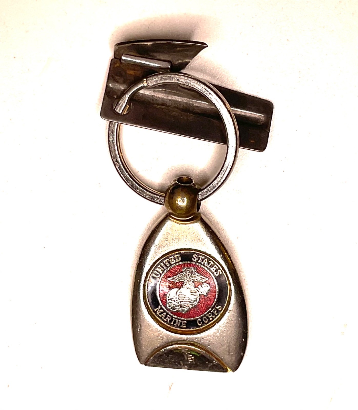 Vintage USMC Marine Corps EGA Keychain w/ U.S. P-38 C-Ration Can Opener