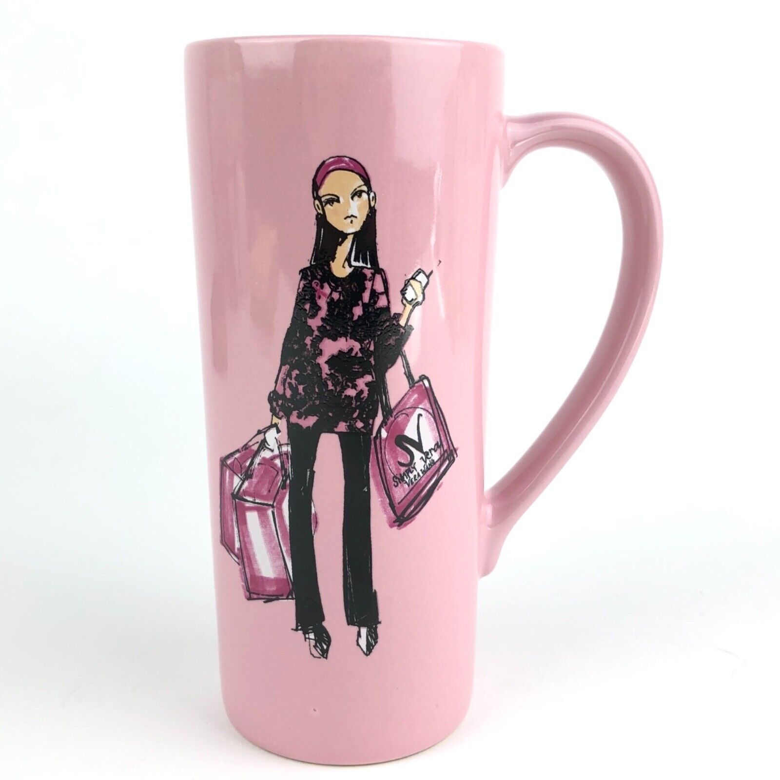 Simply Vera Wang Coffee Cup Mug Pink Ribbon Breast Cancer Awareness Shopping Bag