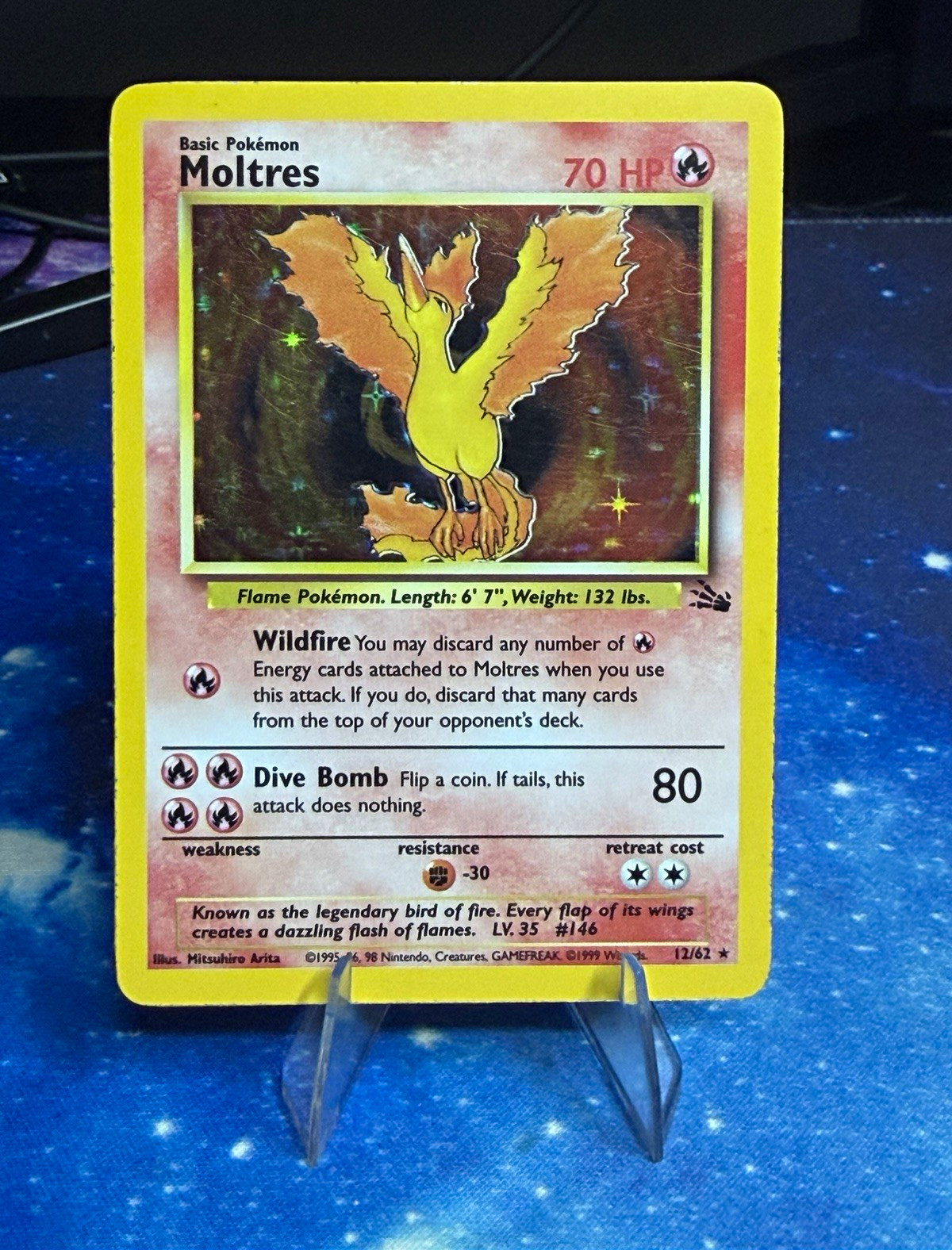 Pokémon TCG Moltres Fossil Unlimited Holo 12/62 English (MP)