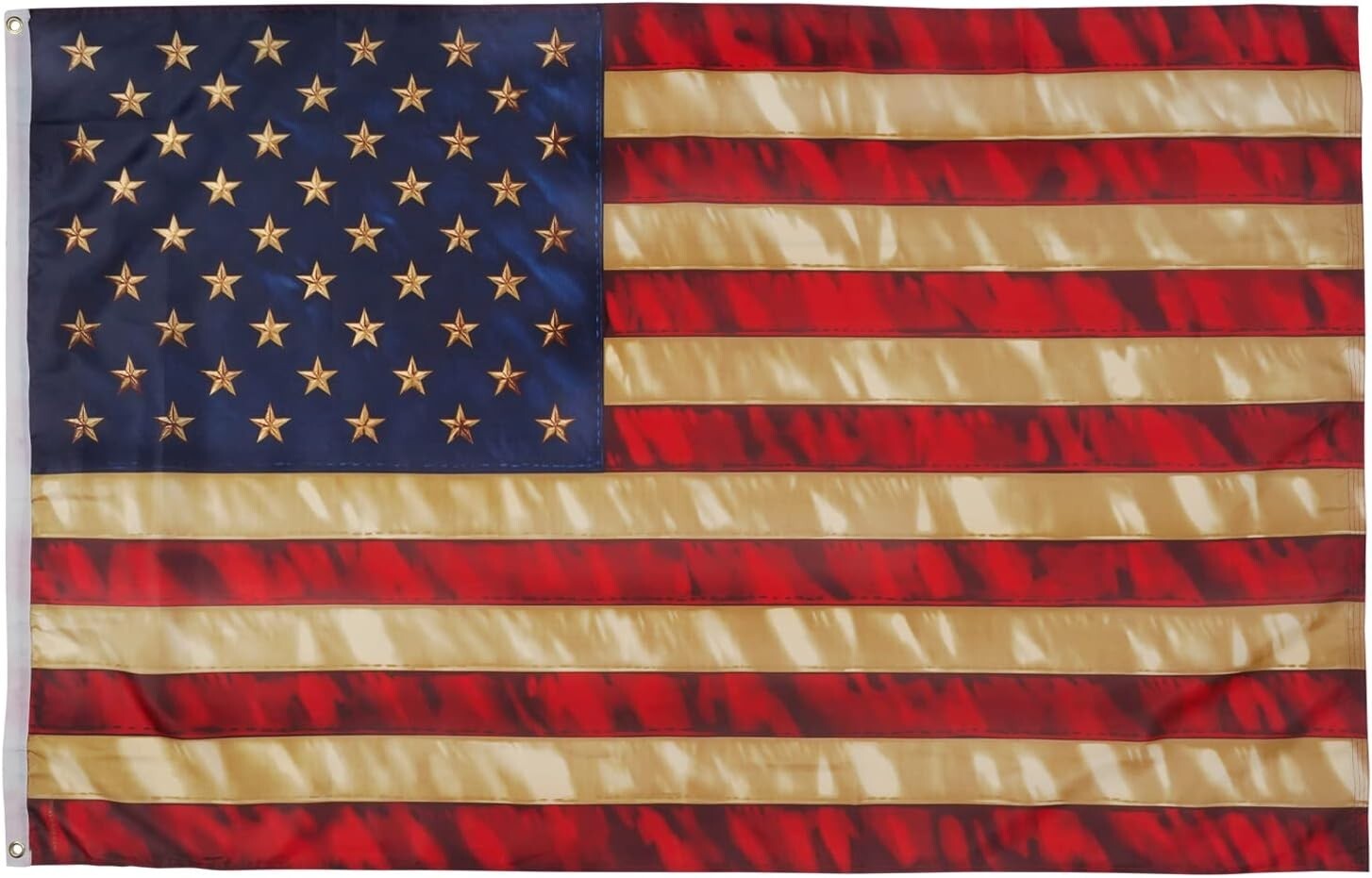 Vintage American Flag 3X5 Ft Tea Stained American Flags Heavy Duty Old Antiqued