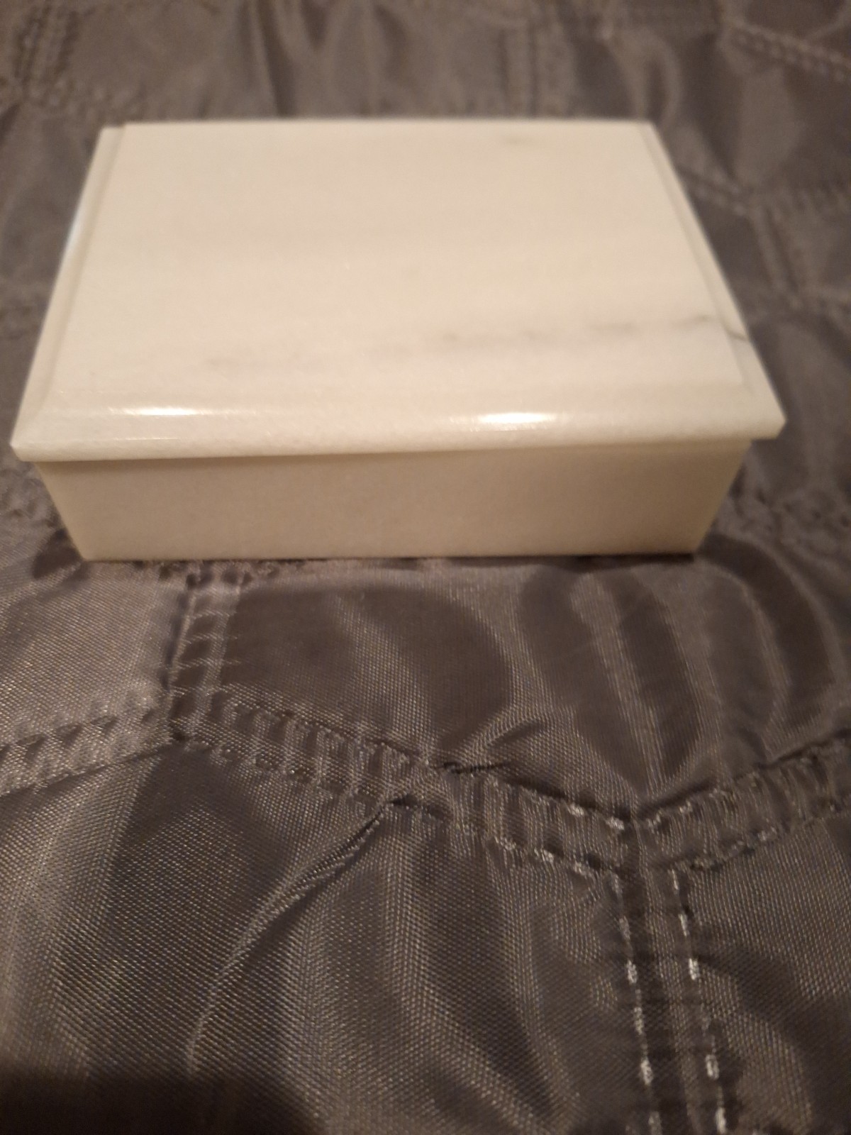 Vintage Italian Alabaster Marble Trinket Box White Hingeless Solid Heavy 4.5\