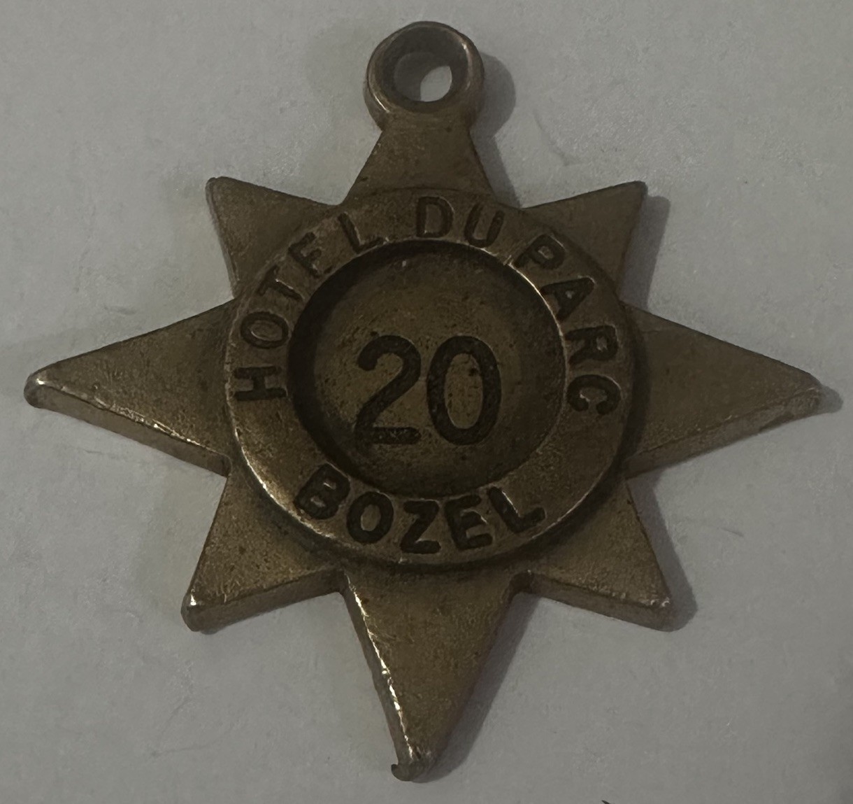Hotel Du Parc Bozel French Alps France Chunky Bronze Star Hotel Room Key #20 Fob