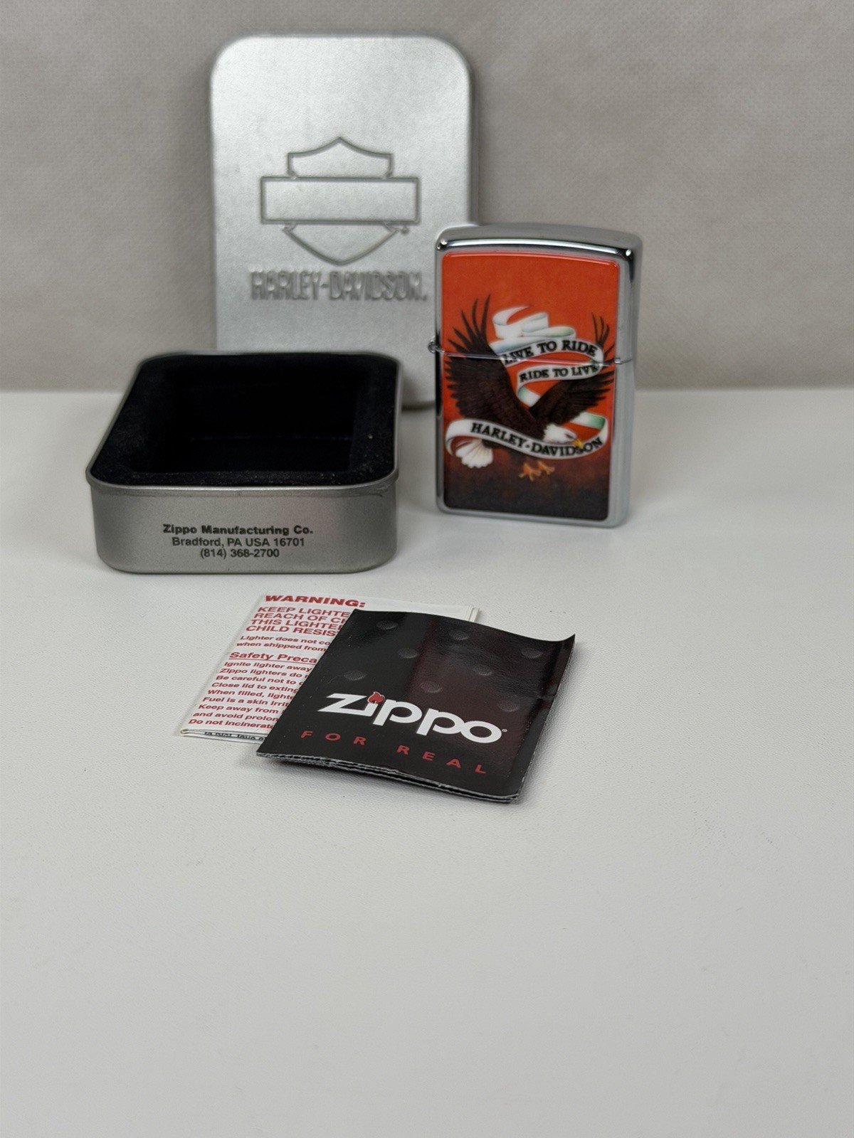 Zippo Harley-Davidson Barbed Wire Lighter Satin Chrome 205HD.H326 Case New