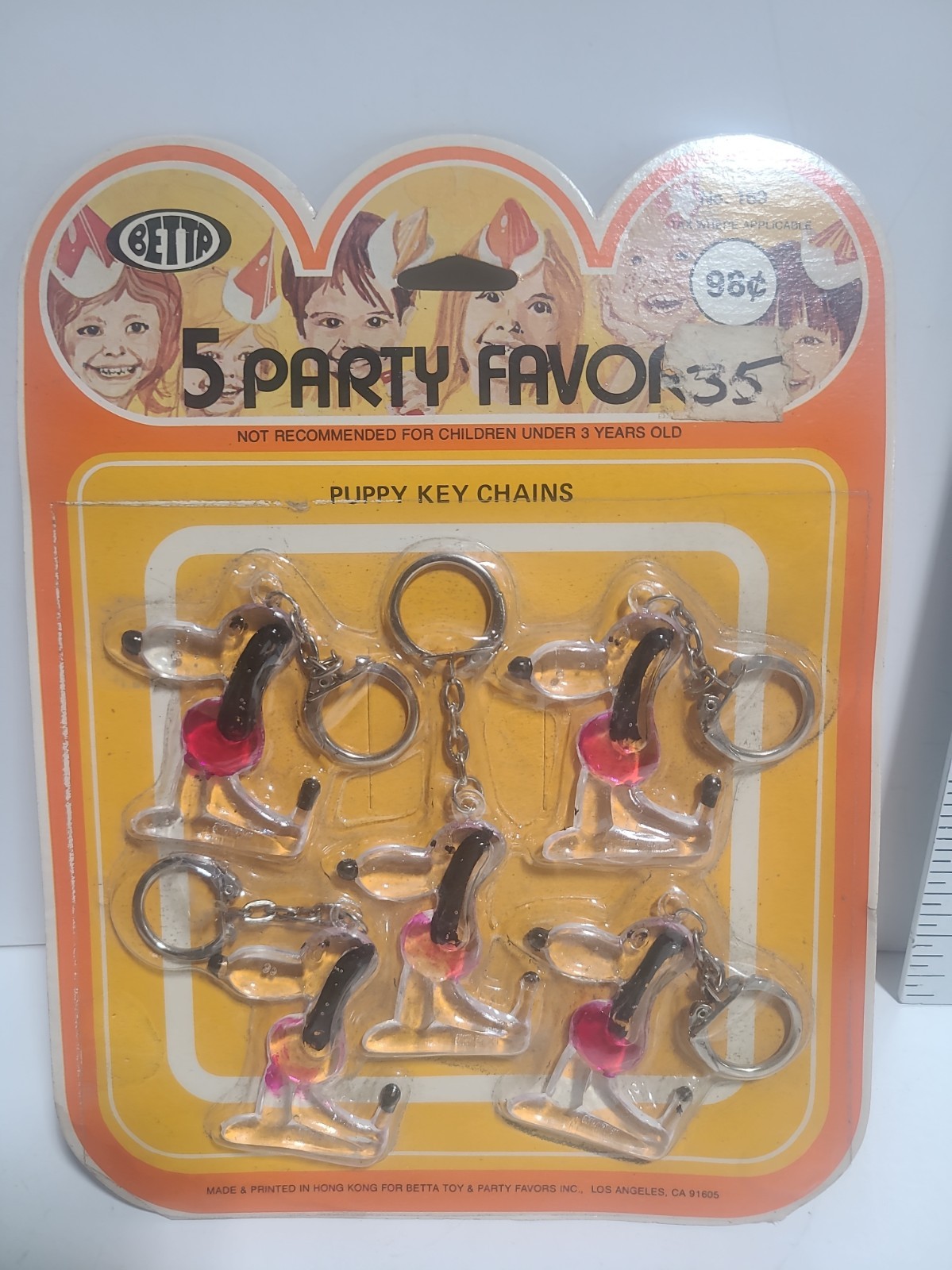 Vintage 1970s Plastic Snoopy Like Puppy Key Chains In Package