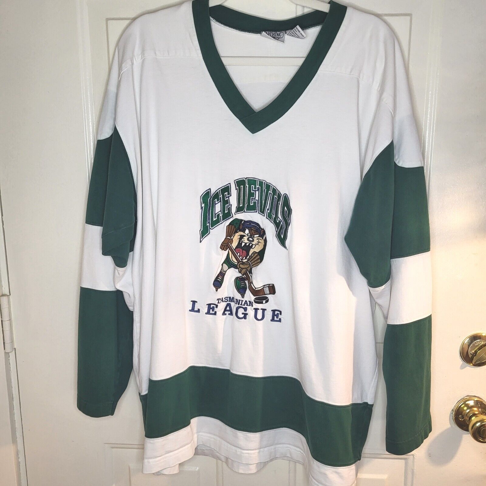 Vintage 1994 Taz Ice Devils Hockey Jersey Shirt ACME Looney Tunes Size XL [296]