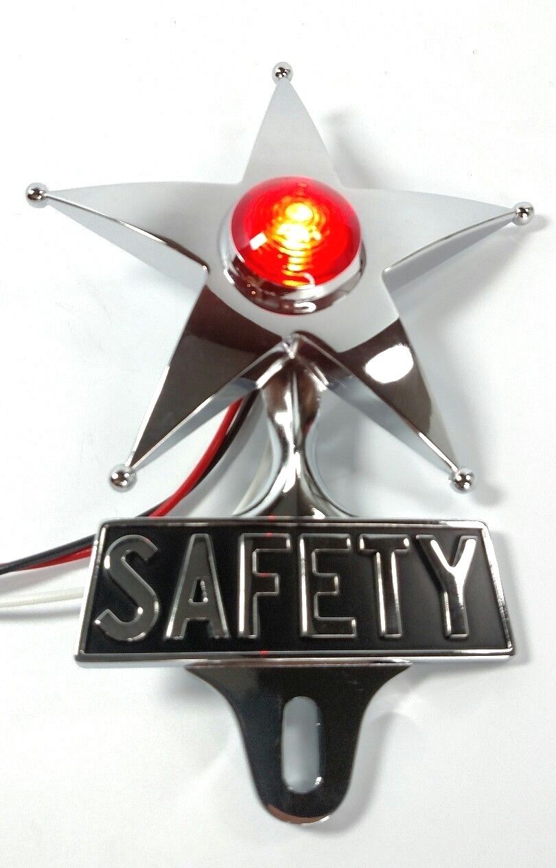 Safety Star License Plate Topper - Dual Function Red LED & VTG Car Accessory