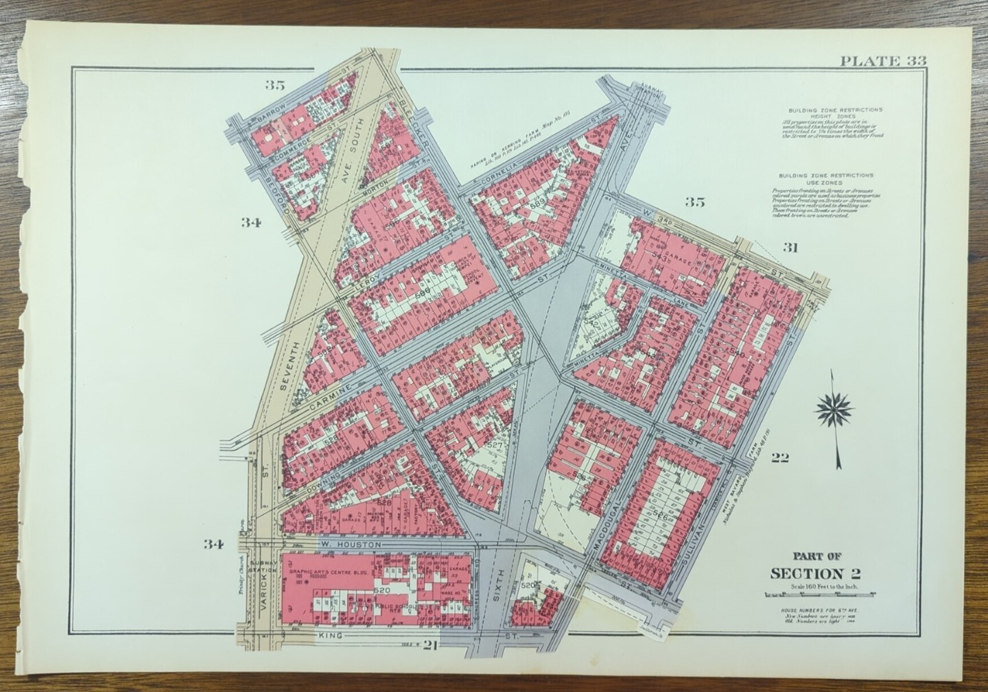 1934 GREENWICH VILLAGE MANHATTAN Map NEW YORK CITY NY ~ Old Vintage Original