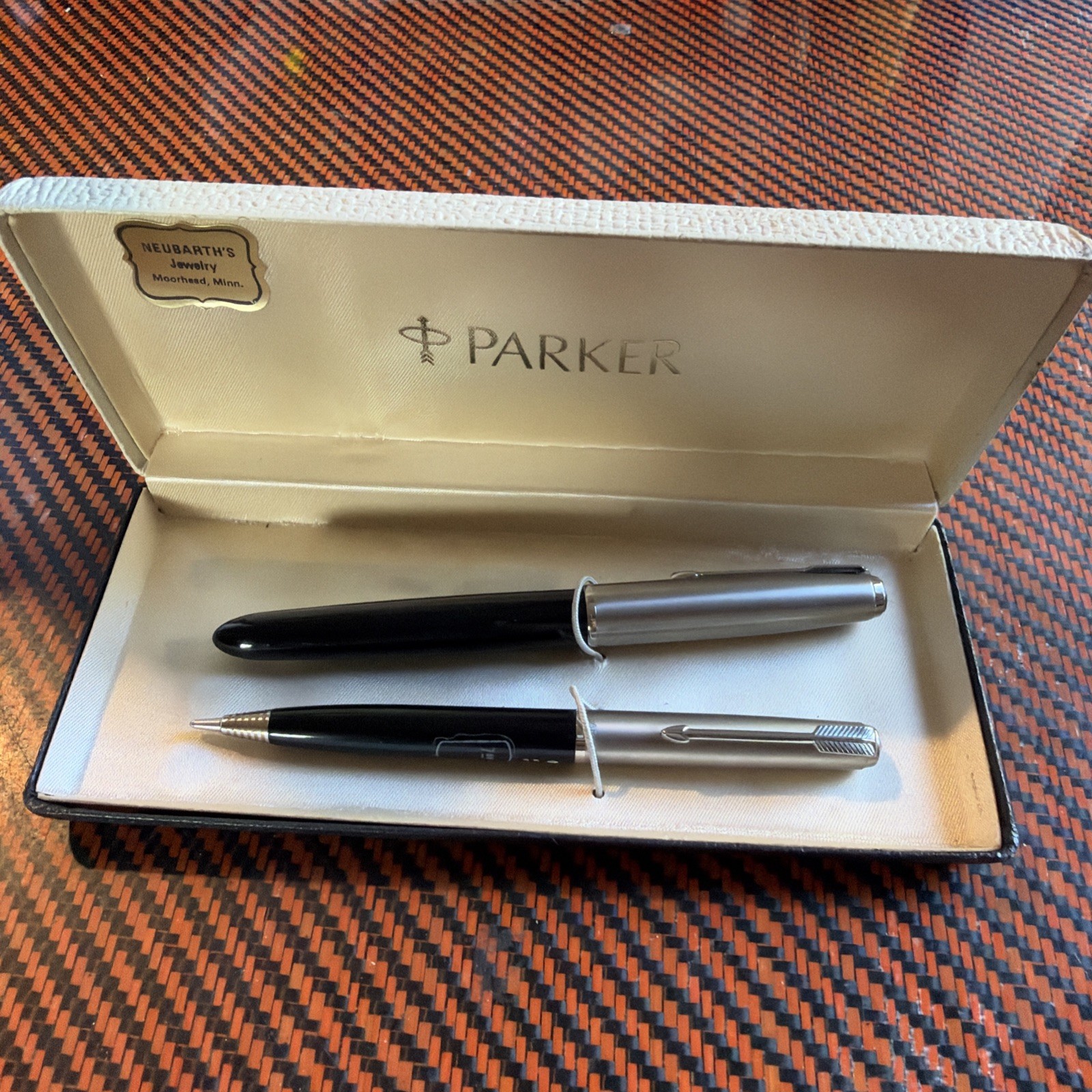 VTG Parker 51 Electro-Polished Pen And Liquid Lead Pencil Set W/Box & Case New