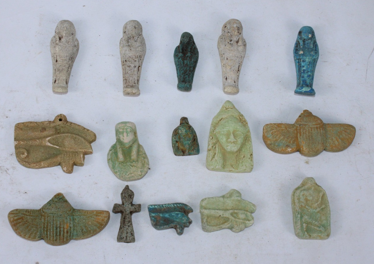 COLLECTION of 15 RARE ANCIENT EGYPTIAN PHARAONIC ANTIQUE Amulets (Egypt History)
