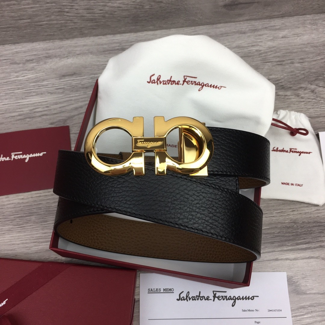 Salvatore Ferragamo Gancini Men's Reversible Leather Belt