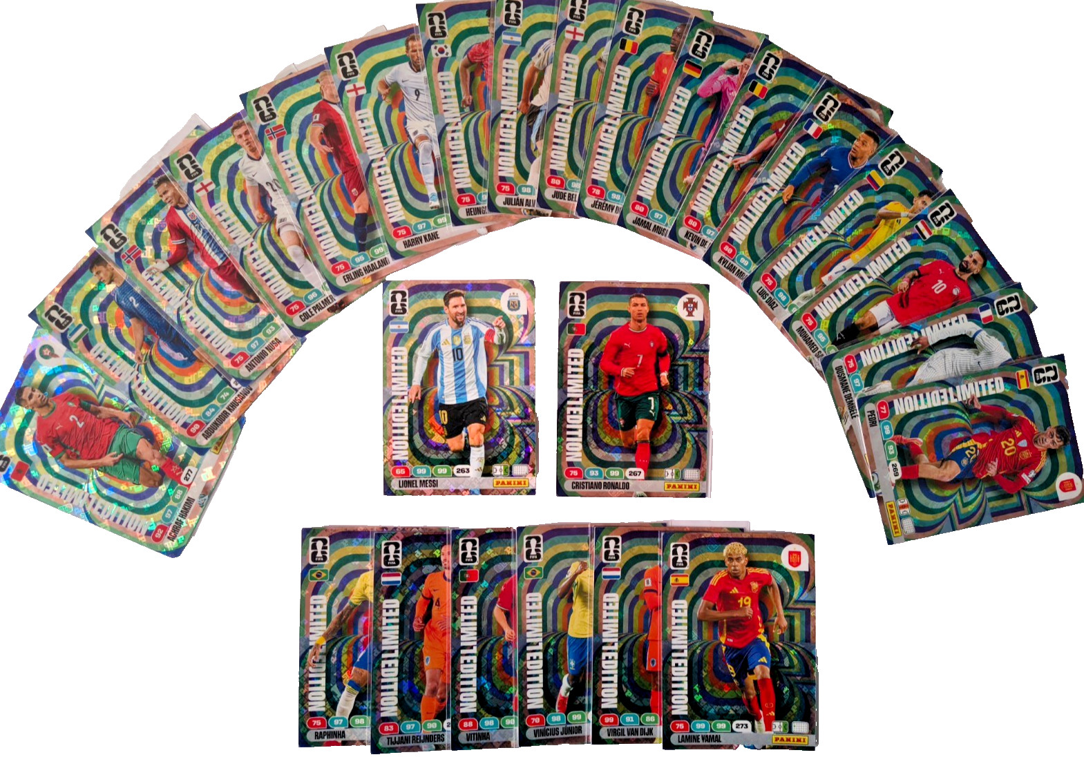 FIFA WORLD CUP 2026 ADRENALYN XL PANINI - FULL SET 25/25 GREEN HOLOGRAM CARDS 
