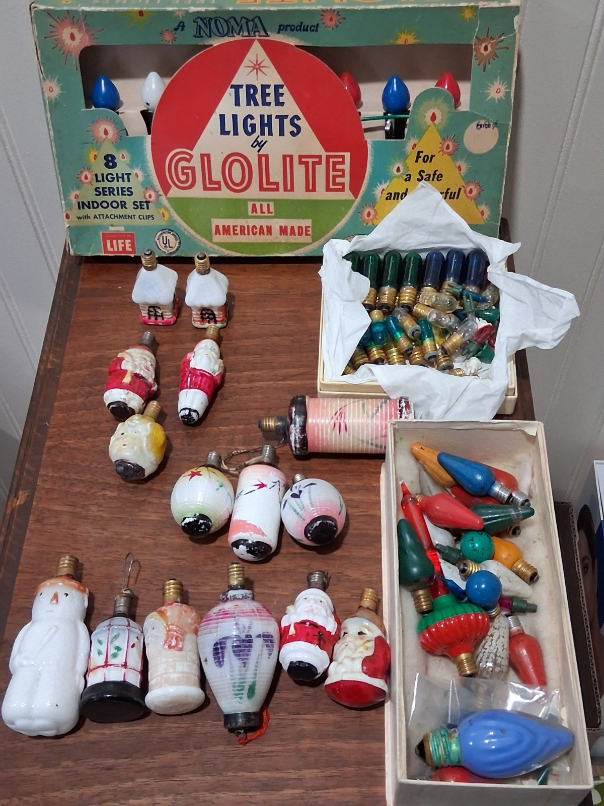 Huge Vintage Japan Christmas Bulb Lot And Lights Figural READ