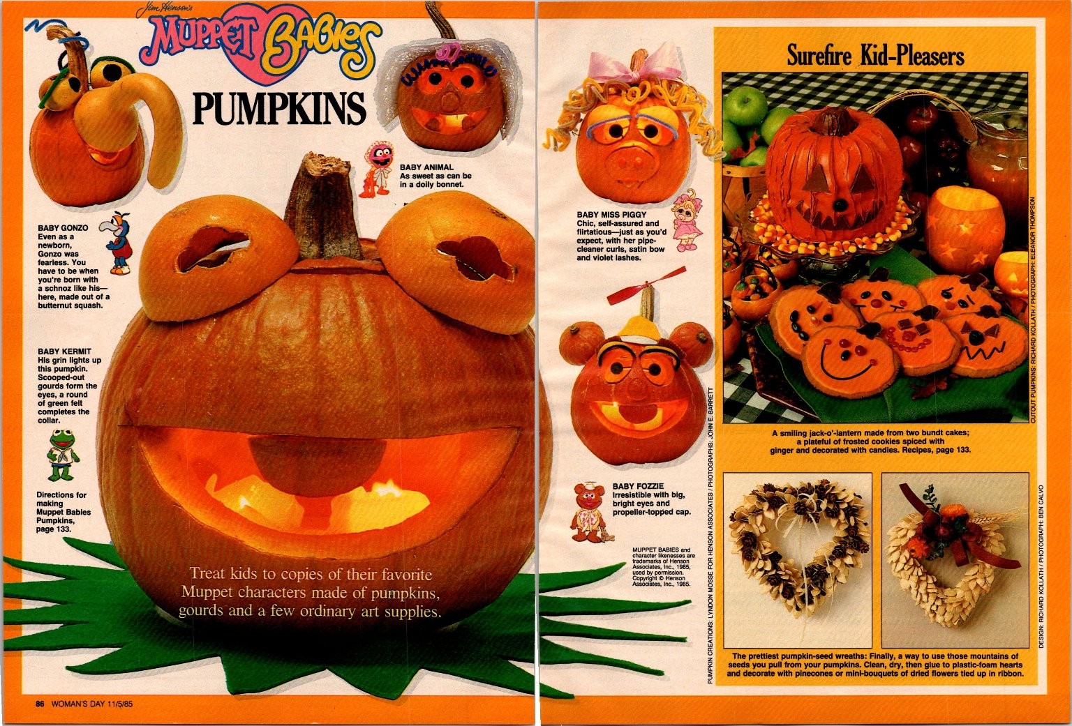 Muppet Babies Vintage Print Ad Poster Pumpkins 1985 Halloween Craft 2 pg 80s