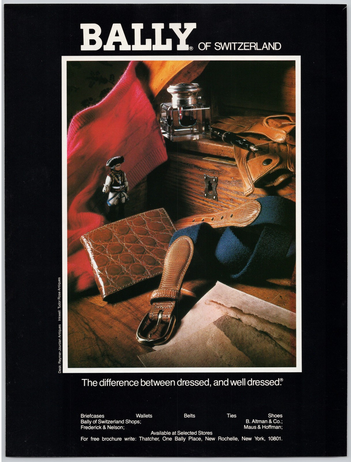 Bally Switzerland Briefcase Wallets Belts Ties Shoes 1989 Vintage Print Ad