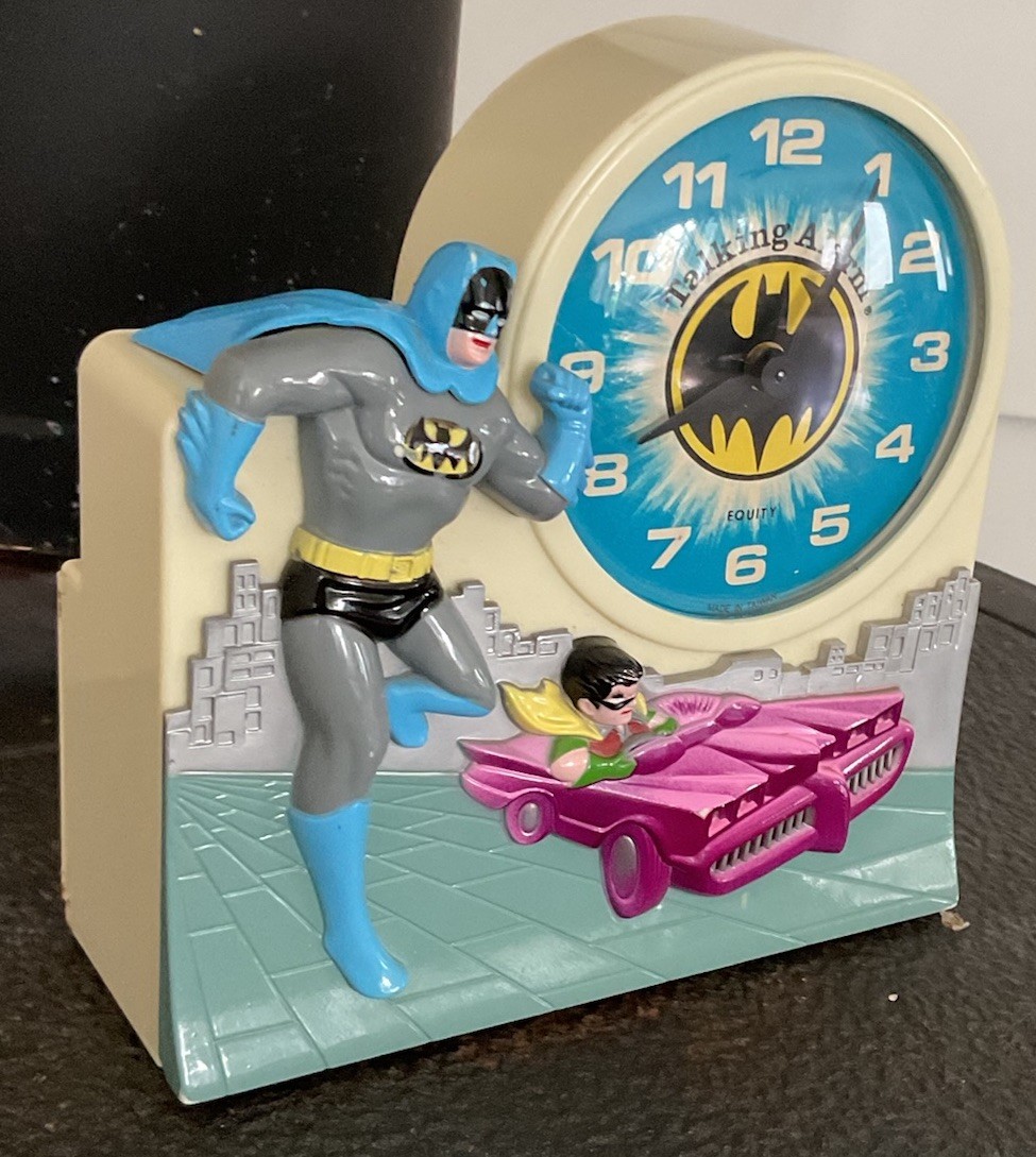 1974 Batman and Robin Talking Alarm Clock Janex DC Comics *WORKING* W/Video