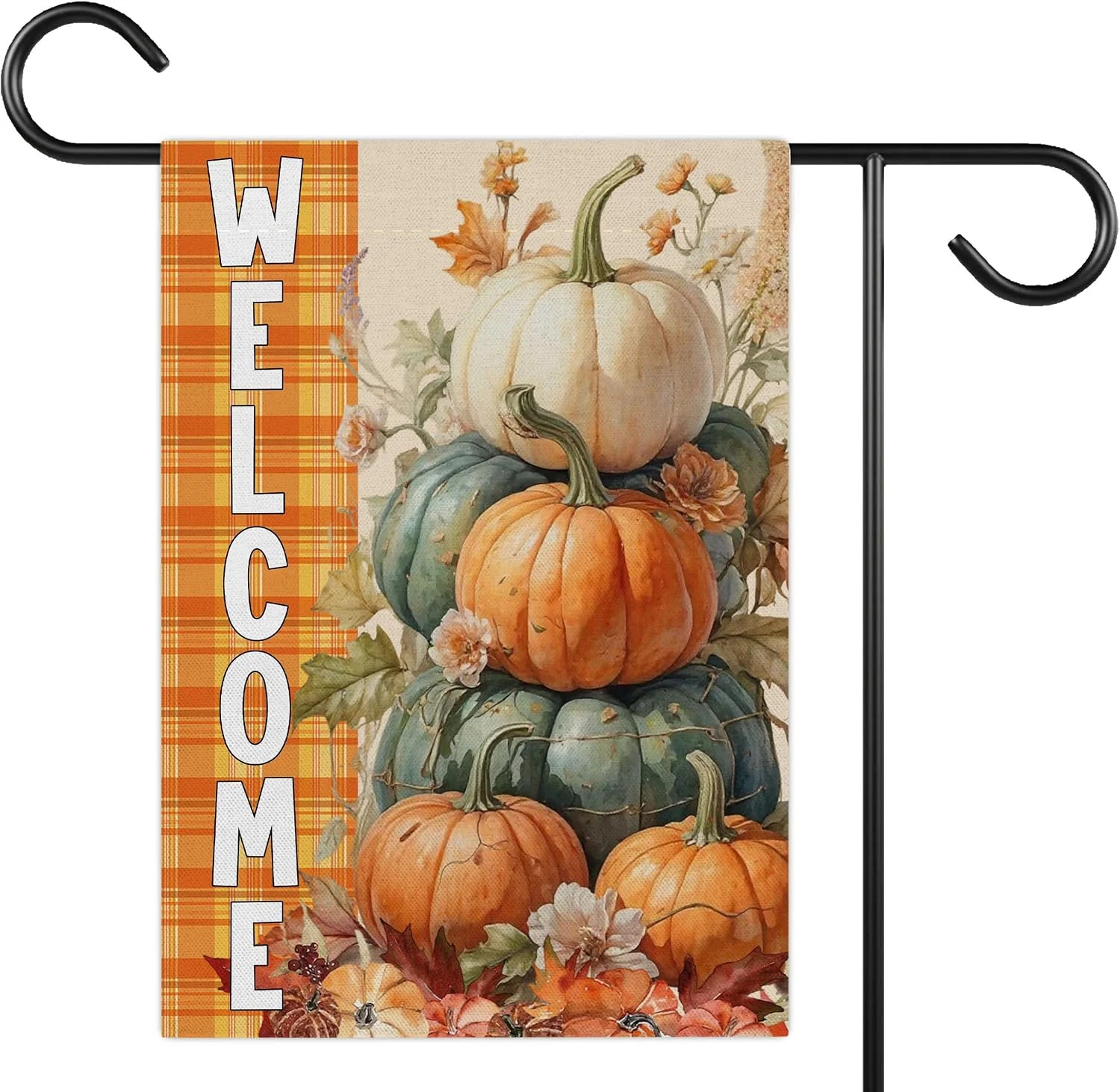 Welcome Fall Thanksgiving Garden Flag for Outside, 12x18 Inch Double Sided Thank