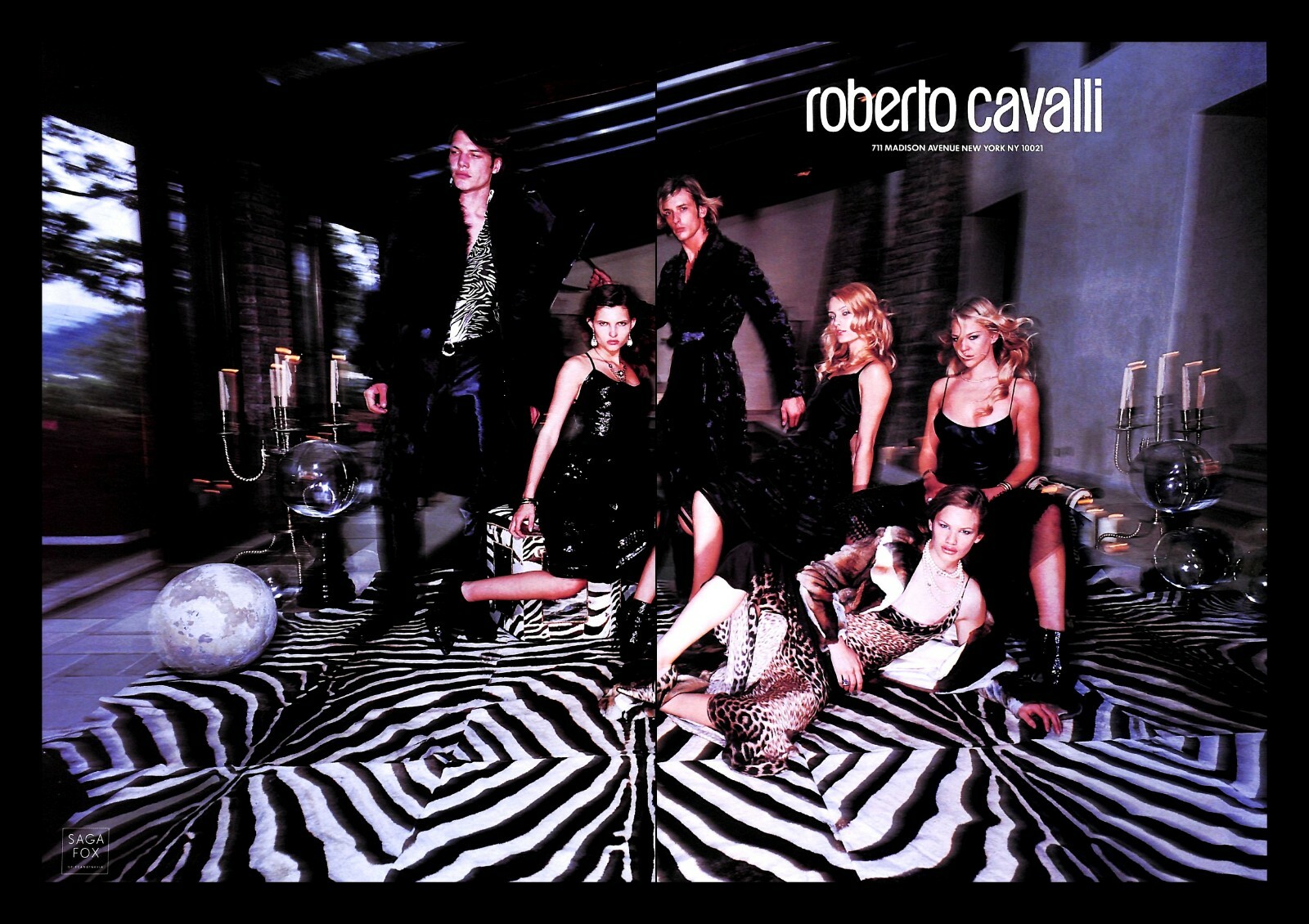 2000 Roberto Cavalli Designer Clothing Vintage PRINT AD Fashion Saga Fox Furs 