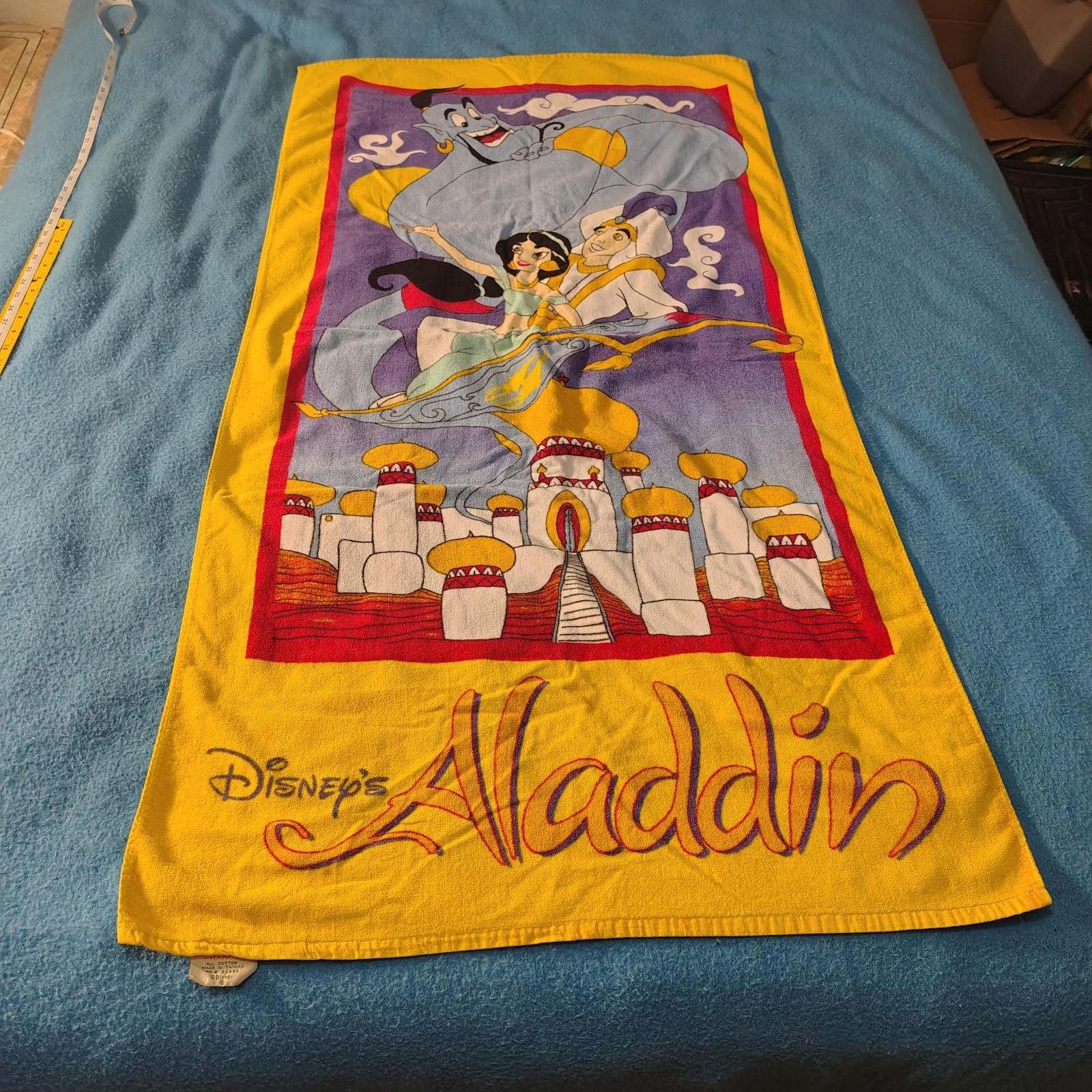 Vintage 1990s Disney ~ Aladdin Beach Towel ~ Rare 1992 56x30 By Franco ~ Pre-Own Vintage 1990s Disney ~ Aladdin Beach Towel ~ Rare 1992 56x30 By Franco ~ Pre-Own