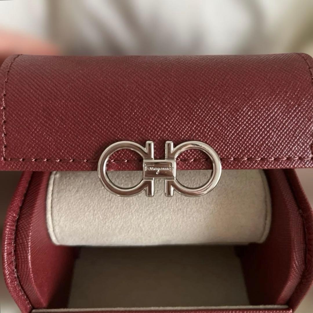 Ferragamo Home Watch Case Roll Gancini Bordeaux VHTF Designer Daily Use Popular